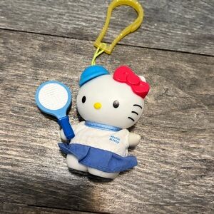 2000 McDonald Happy Meal HELLO KITTY tennis  hard plastic figure key chain clip